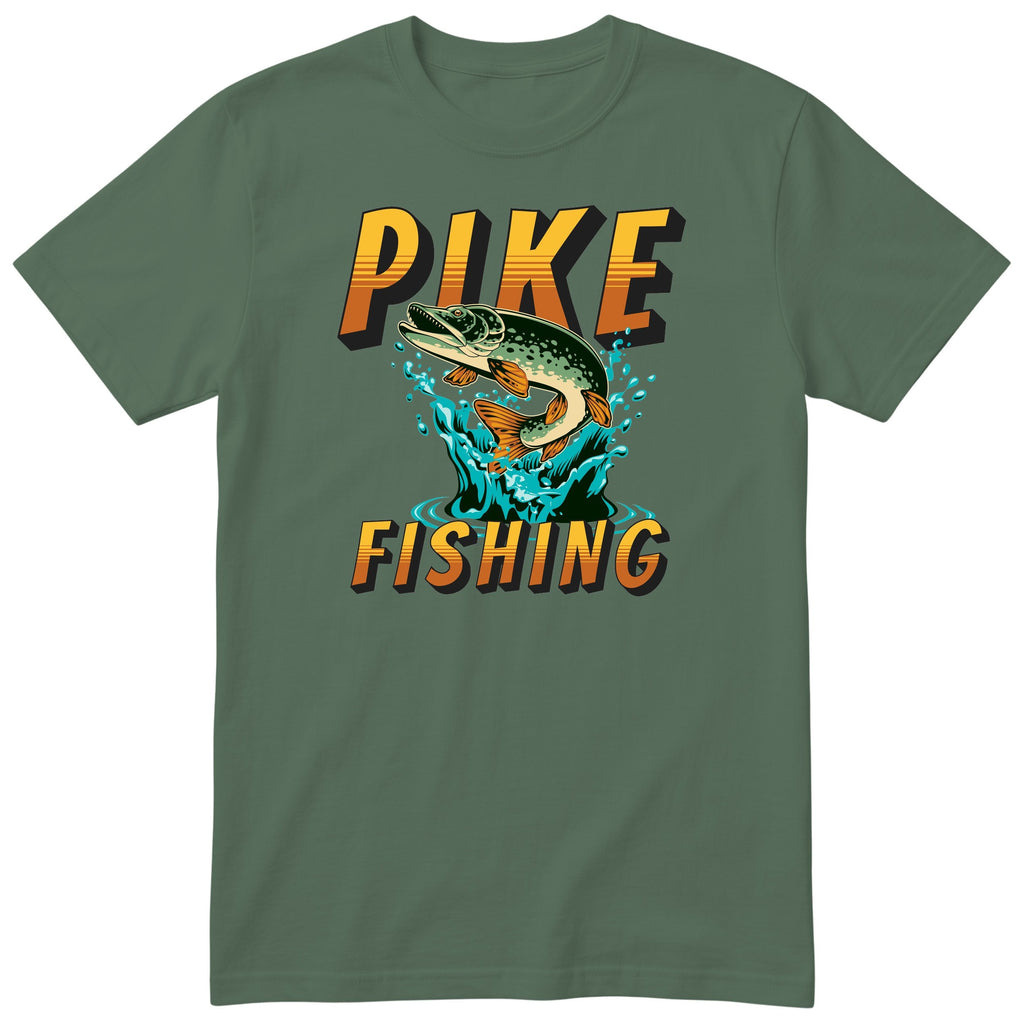 Pike Fishing T-Shirt - Gift for Anglers and Fishermen - Olive