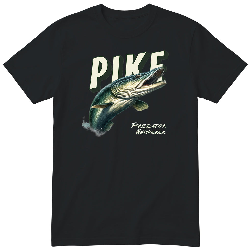 Pike Fishing T-Shirt - Predator Whisperer Angler Gift Tee - Black