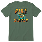 Pike Slayer Fishing T-Shirt - Funny Angler Gift Tee - Olive