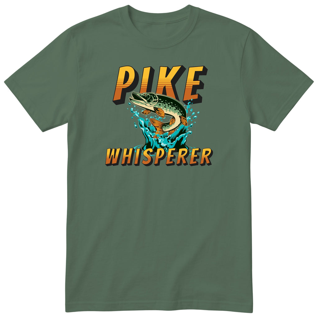 Pike Whisperer T-Shirt | Funny Pike Fishing Gift for Anglers - Olive