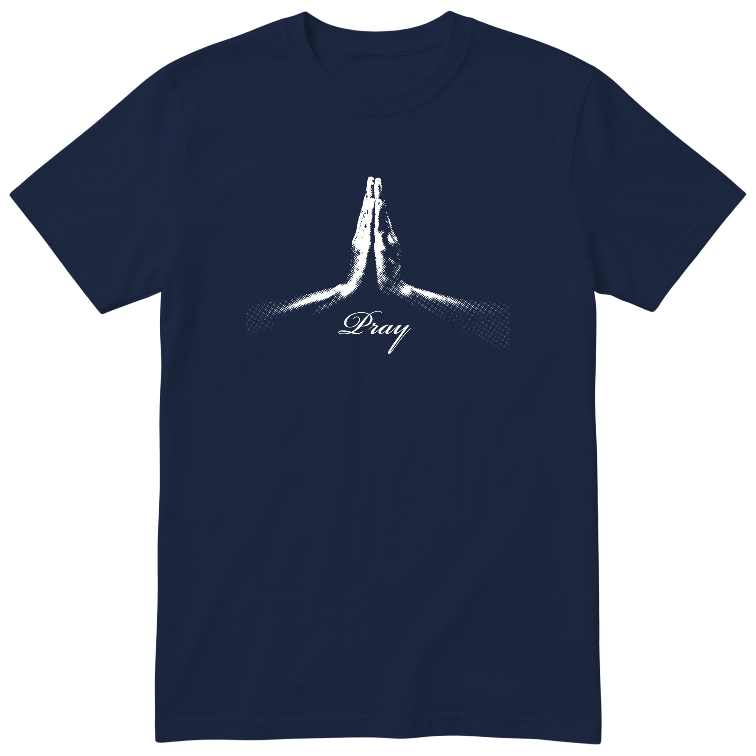 Pray T-Shirt | Prayer Hands Faith Design | Christian Gift - Navy
