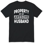 Black Property Of My Awesome Husband t-shirt front print - funny wife gift, English print