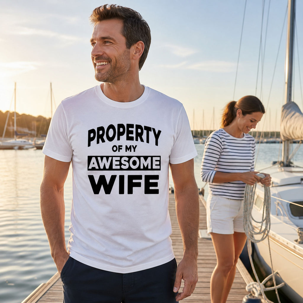 Koszulka dla Męża - Property Of My Awesome Wife | Od Żony
