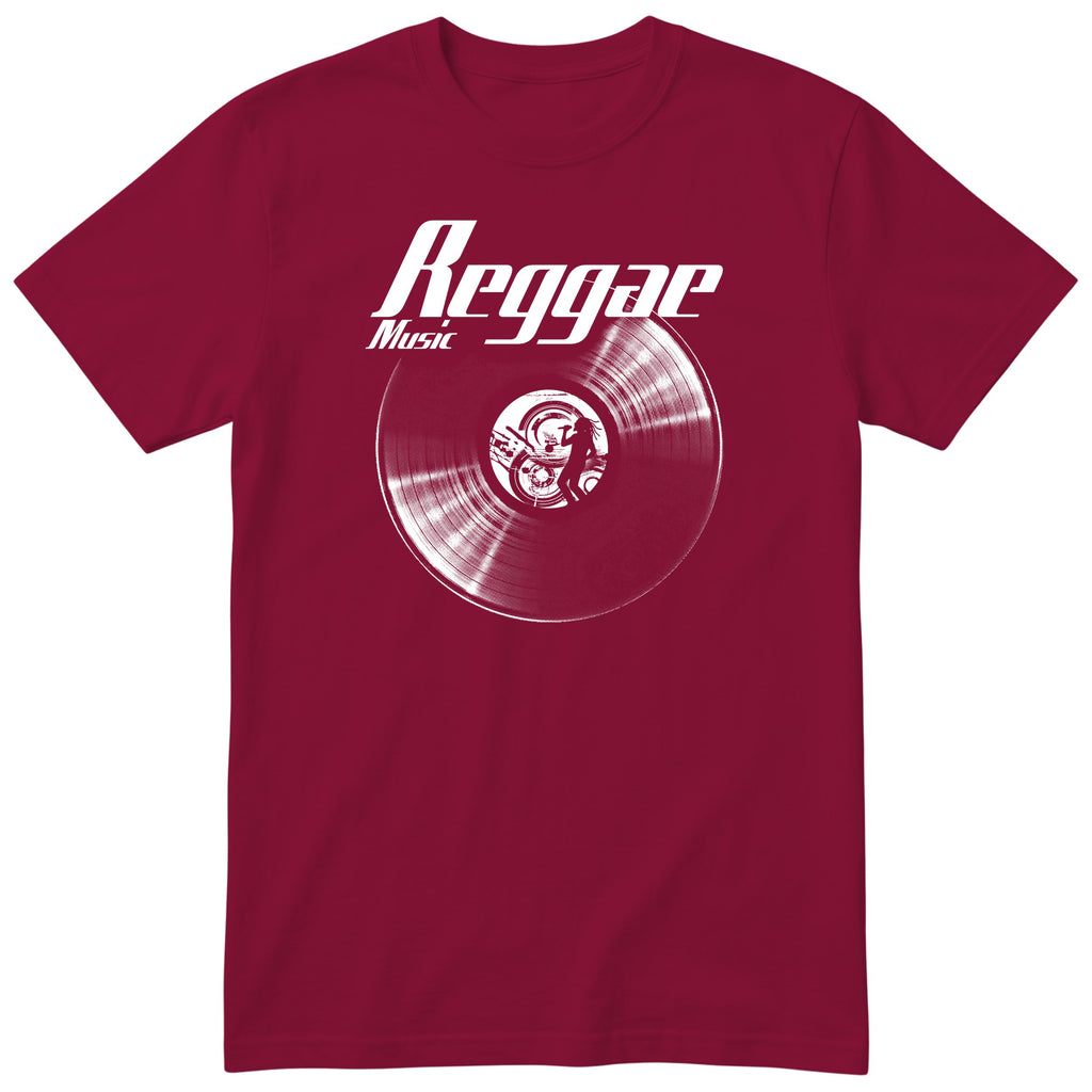 Burgundy Reggae Music Vinyl Records t-shirt - vinyl record print, gift for reggae fans, GitGraf