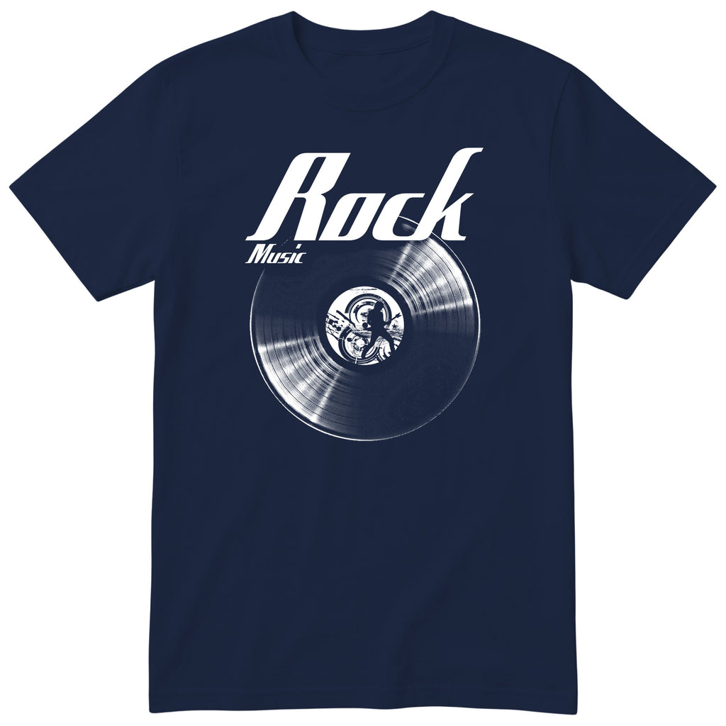 Navy Rock Music Vinyl Records t-shirt - vinyl record print, gift for rock fans, GitGraf
