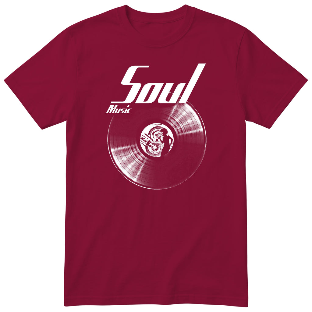 Burgundy Soul Music Vinyl Records t-shirt - vinyl record print, gift for soul fans, GitGraf