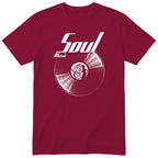 Burgundy Soul Music Vinyl Records t-shirt - vinyl record print, gift for soul fans, GitGraf