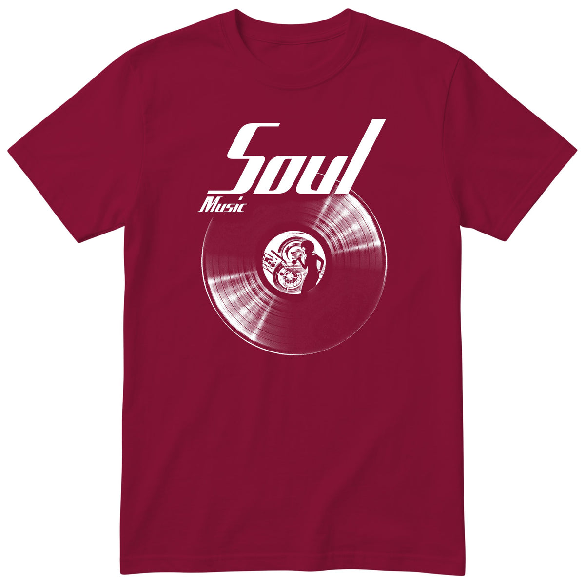 Burgundy Soul Music Vinyl Records t-shirt - vinyl record print, gift for soul fans, GitGraf