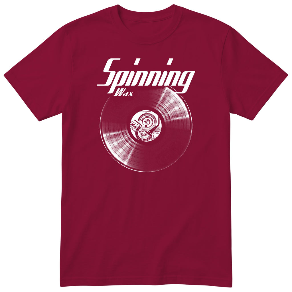 Burgundy Spinning Wax Vinyl Records t-shirt - vinyl record print, gift for vinyl DJs, GitGraf