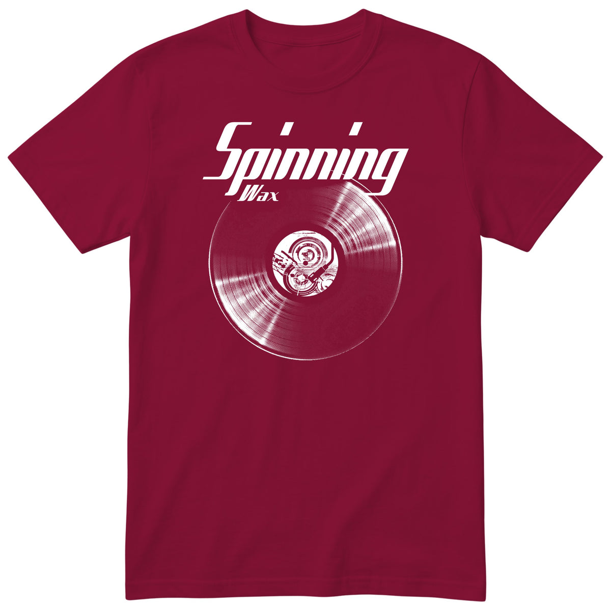 Burgundy Spinning Wax Vinyl Records t-shirt - vinyl record print, gift for vinyl DJs, GitGraf