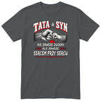 Grafitowa koszulka „TATA & SYN” - polski nadruk dla taty i syna, prezent na Dzień Ojca