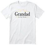 White The Best Grandad In The World Exclusive t-shirt with gold lettering - gift from the grandkids, English print