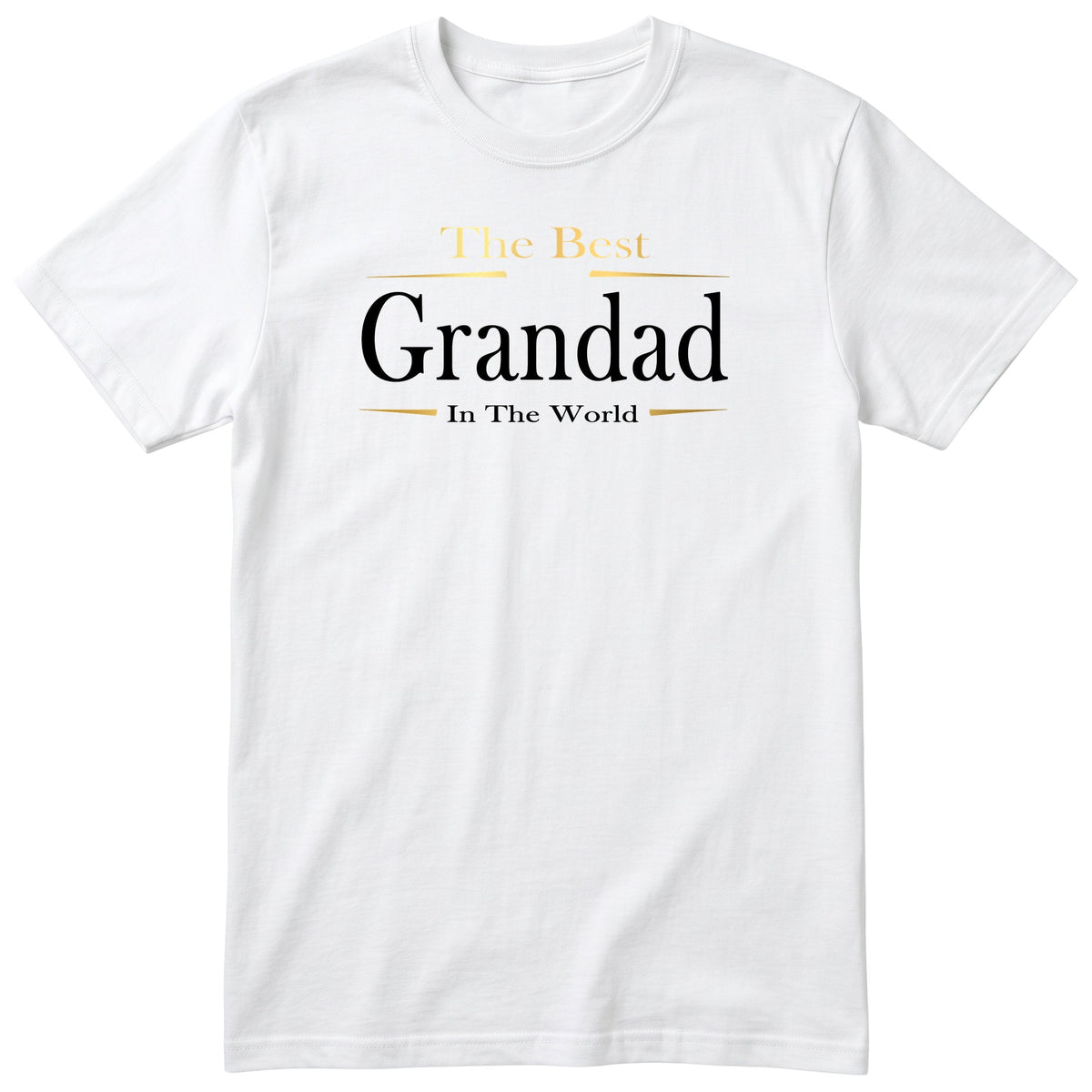 White The Best Grandad In The World Exclusive t-shirt with gold lettering - gift from the grandkids, English print