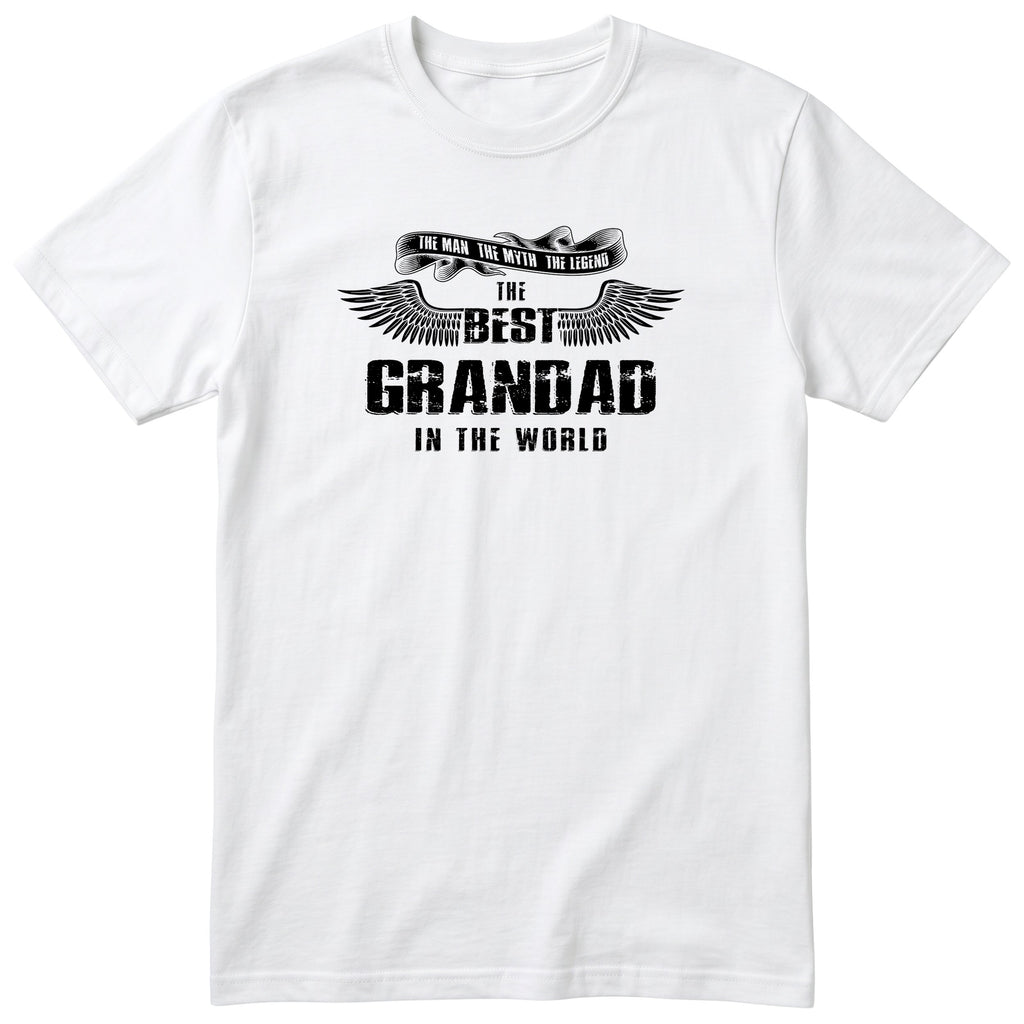 White The Best Grandad In The World wings t-shirt - the man, the myth, the legend, gift for grandad