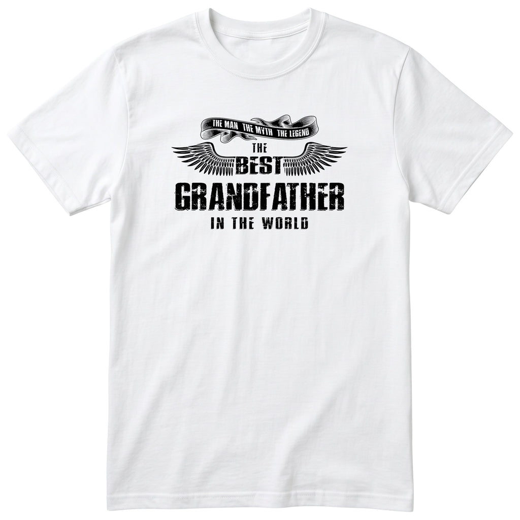 White The Best Grandfather In The World wings t-shirt - the man, the myth, the legend, gift for grandfather