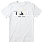 White The Best Husband In The World Exclusive t-shirt with gold lettering - anniversary gift from the wife, English print