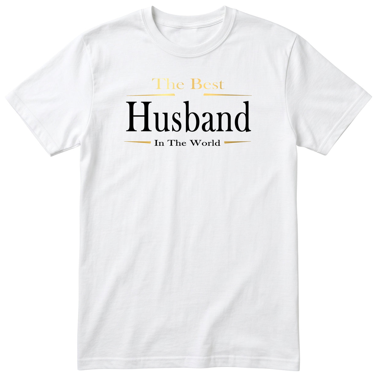 White The Best Husband In The World Exclusive t-shirt with gold lettering - anniversary gift from the wife, English print