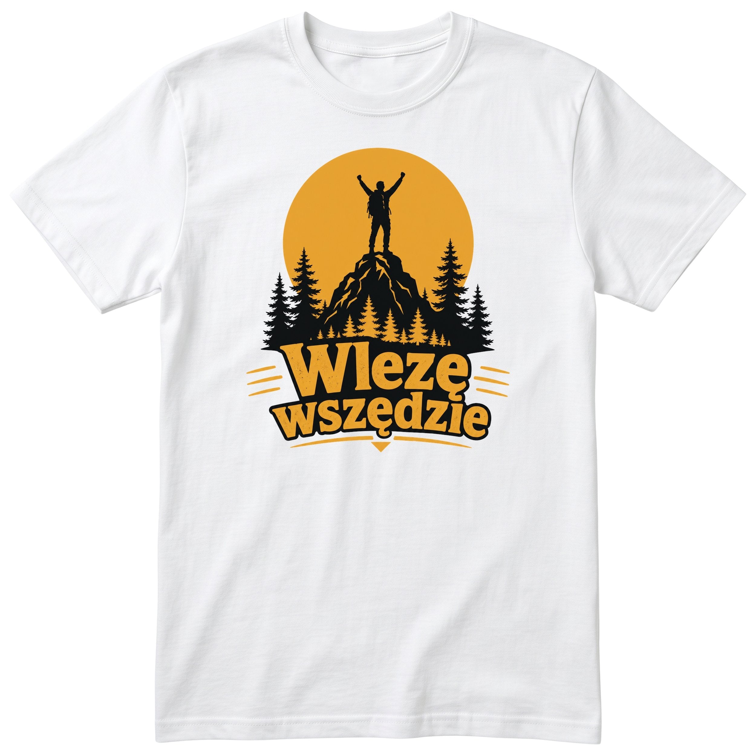 Koszulka "Wlezę Wszędzie" - biały t-shirt z kolorowym nadrukiem górskim