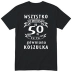 Koszulka czarna z polskim napisem urodzinowym i liczbą 50 - przewrotny prezent
