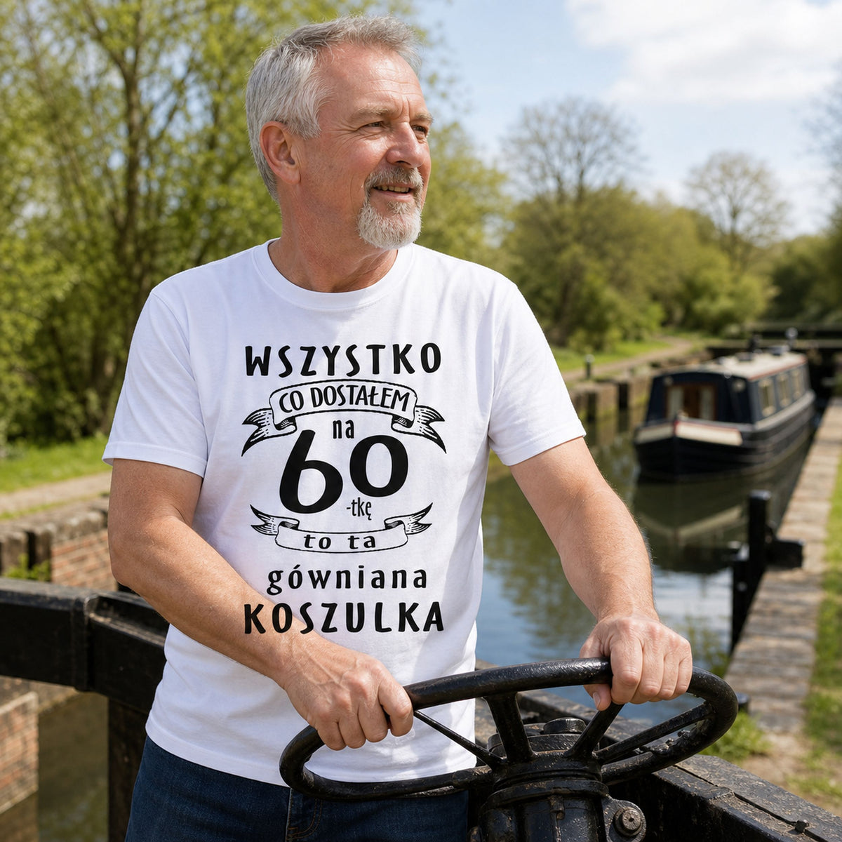 Koszulka na 60 Urodziny dla Niego - Przewrotny Prezent z Humorem