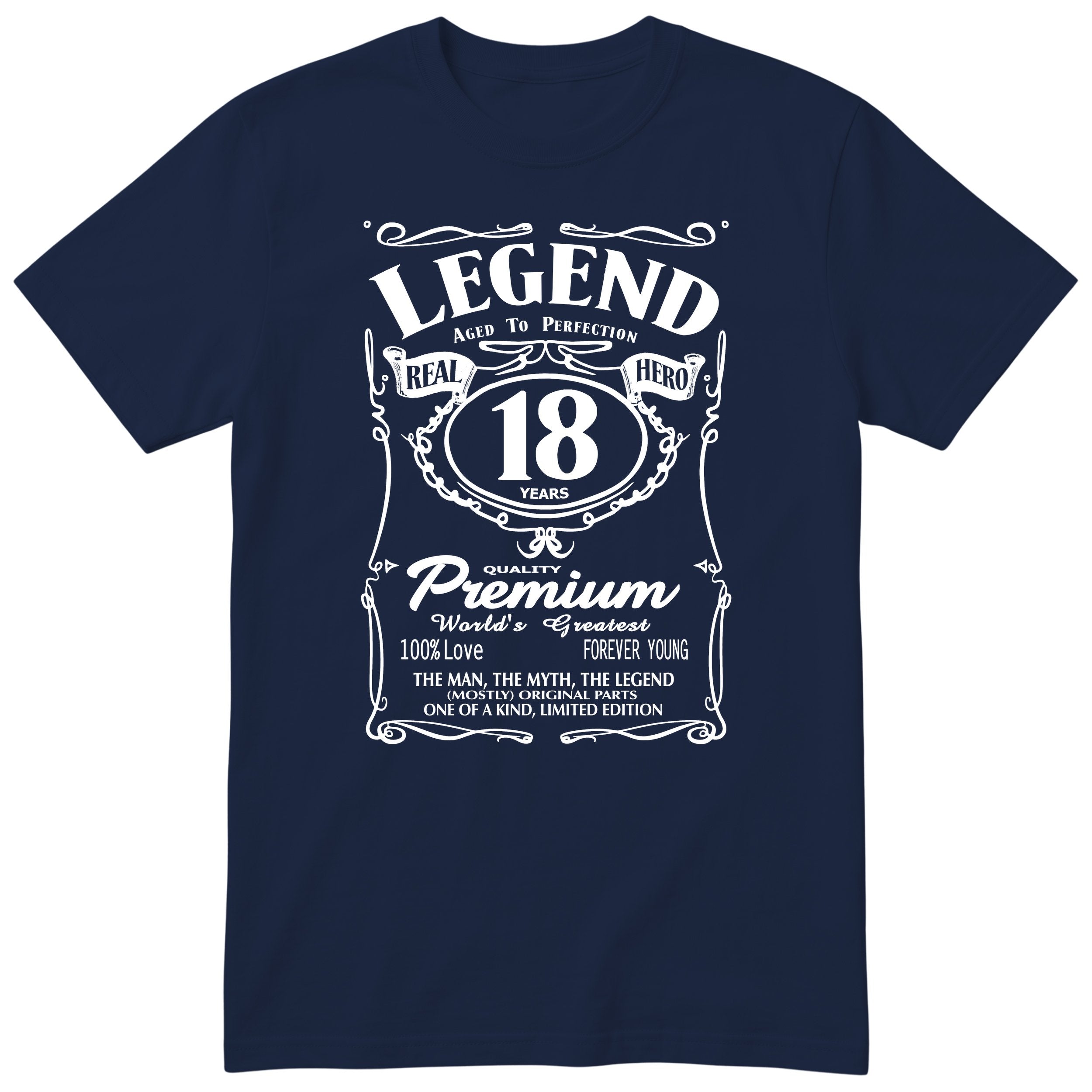 Legend 18th Birthday T-Shirt - Retro Label Gift for Son - Navy