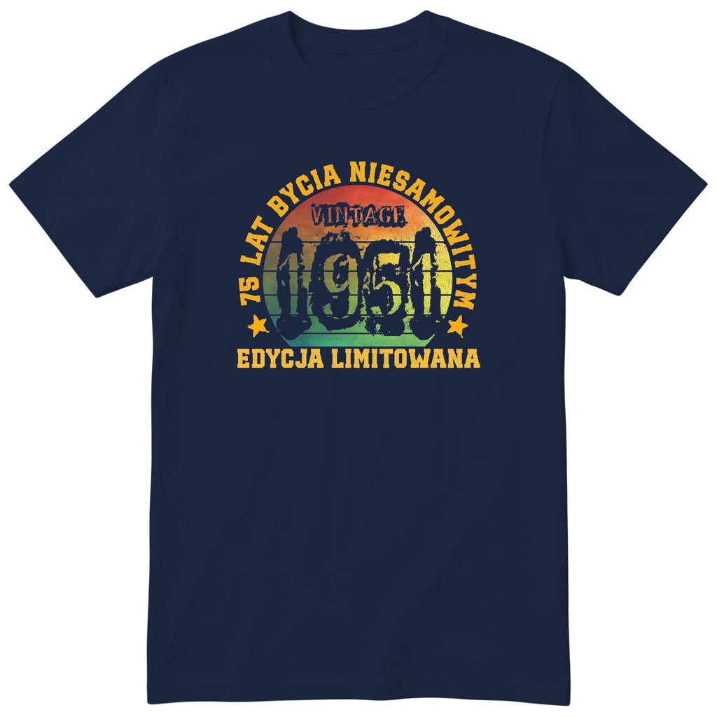 Koszulka Rok 1951 75 Lat Bycia Niesamowitym - granatowa