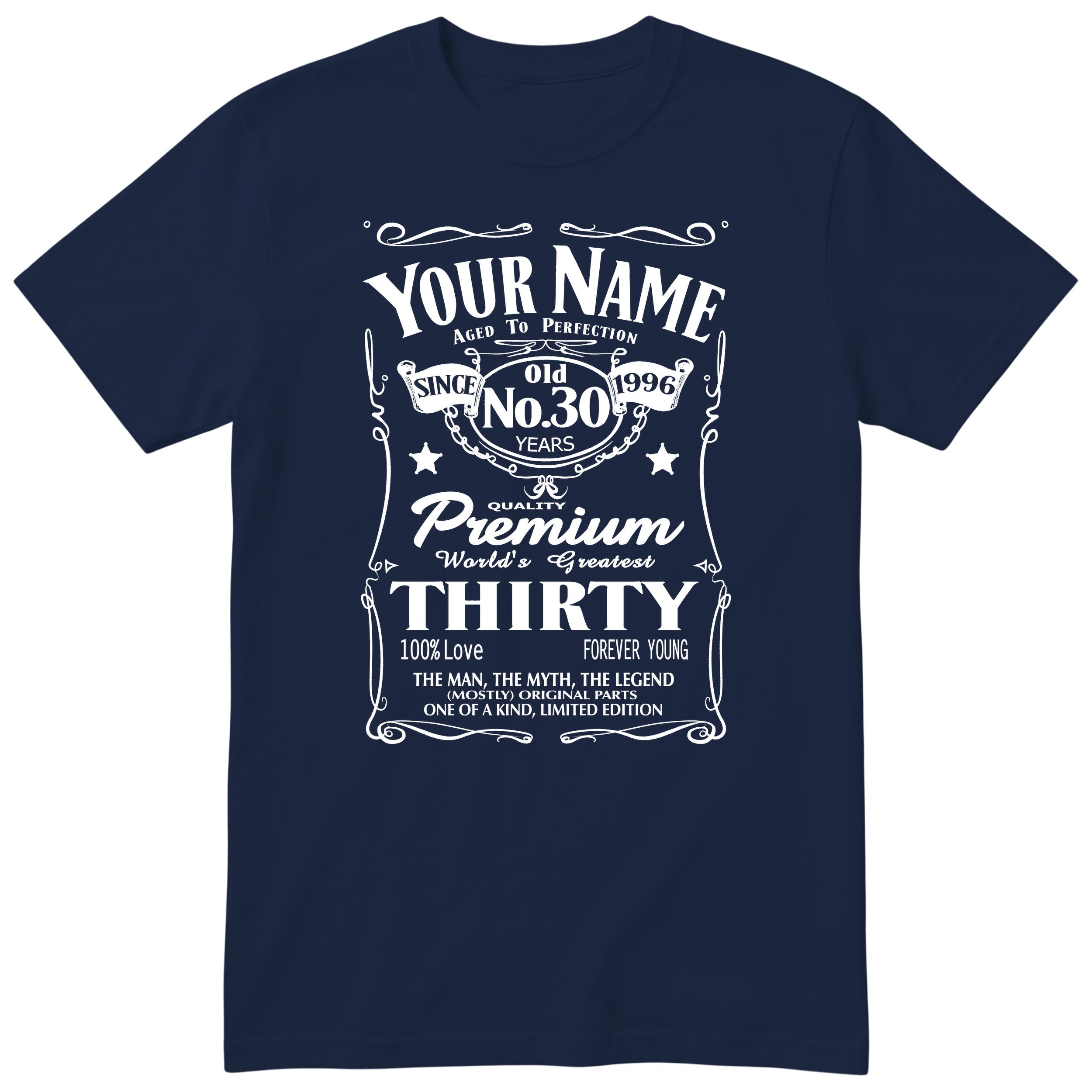 Personalised 30th Birthday T-Shirt - Aged to Perfection Gift for Him