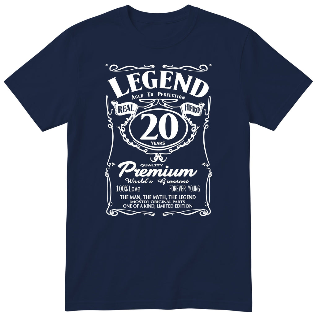 Legend 20th Birthday T-Shirt - Retro Label Gift for Son - Navy