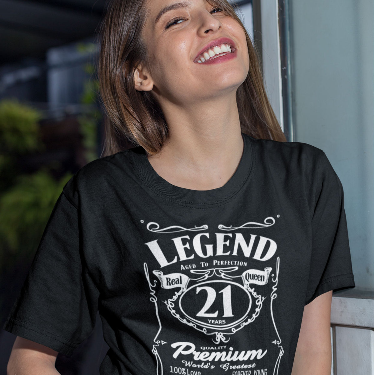 Legend 21 Years Birthday Shirt for Her - Real Queen Retro Label - lifestyle photo 3 of 4