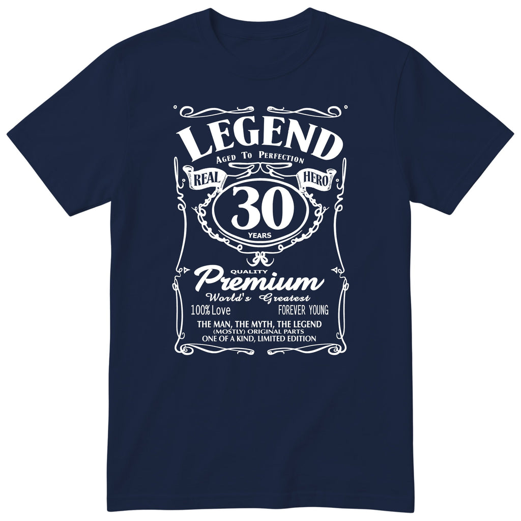 Legend 30th Birthday T-Shirt - Retro Label Gift for Him - Navy