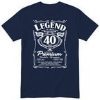 Legend 40th Birthday T-Shirt - Retro Label Gift for Him - Navy