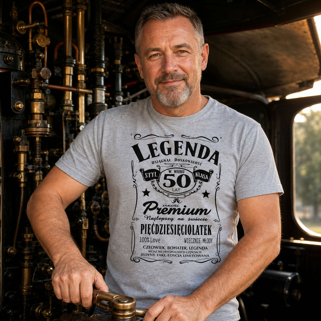 LEGENDA 50 LATEK - Koszulka na 50 Urodziny Męska, Prezent dla Taty