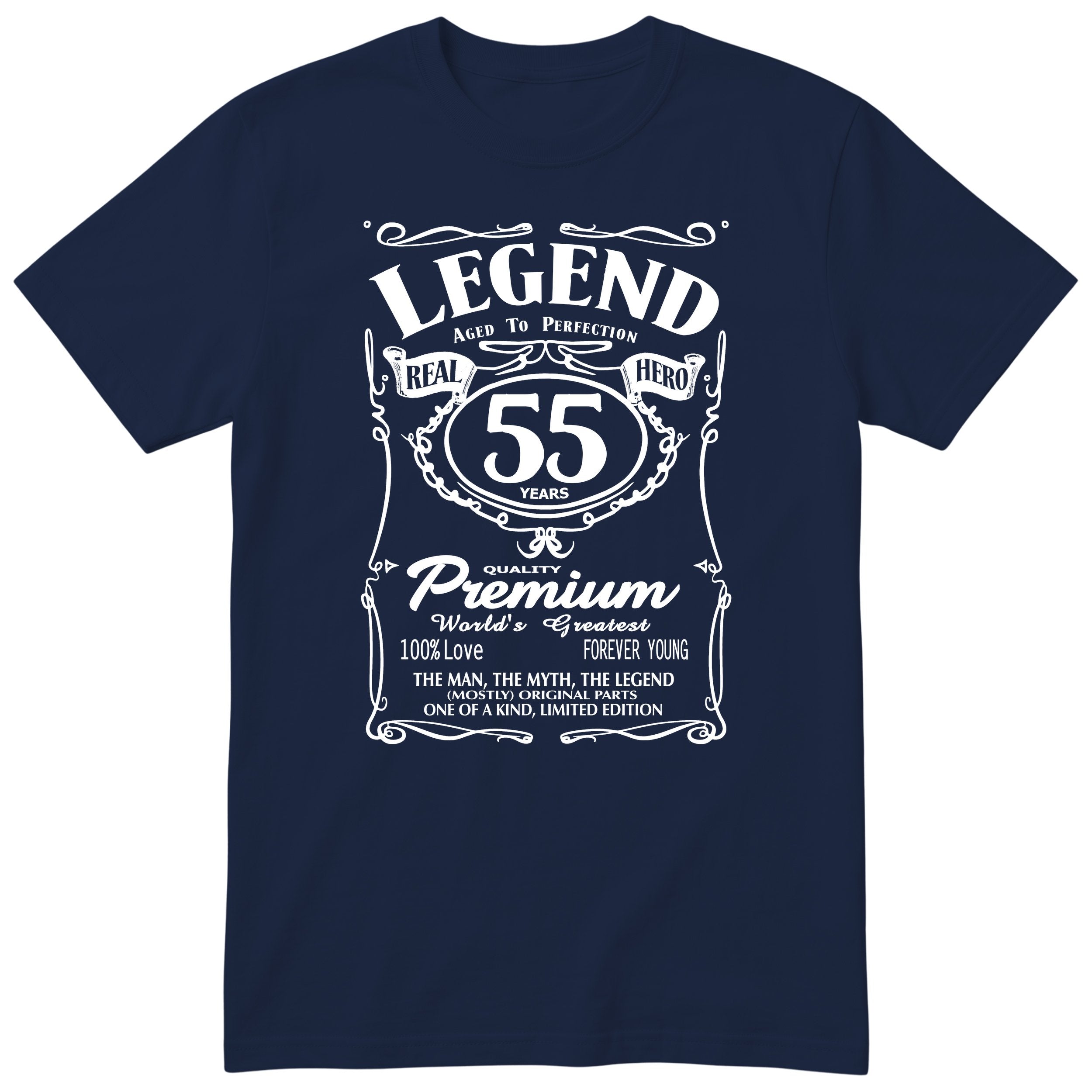 Legend 55th Birthday T-Shirt - Retro Label Gift for Him - Navy
