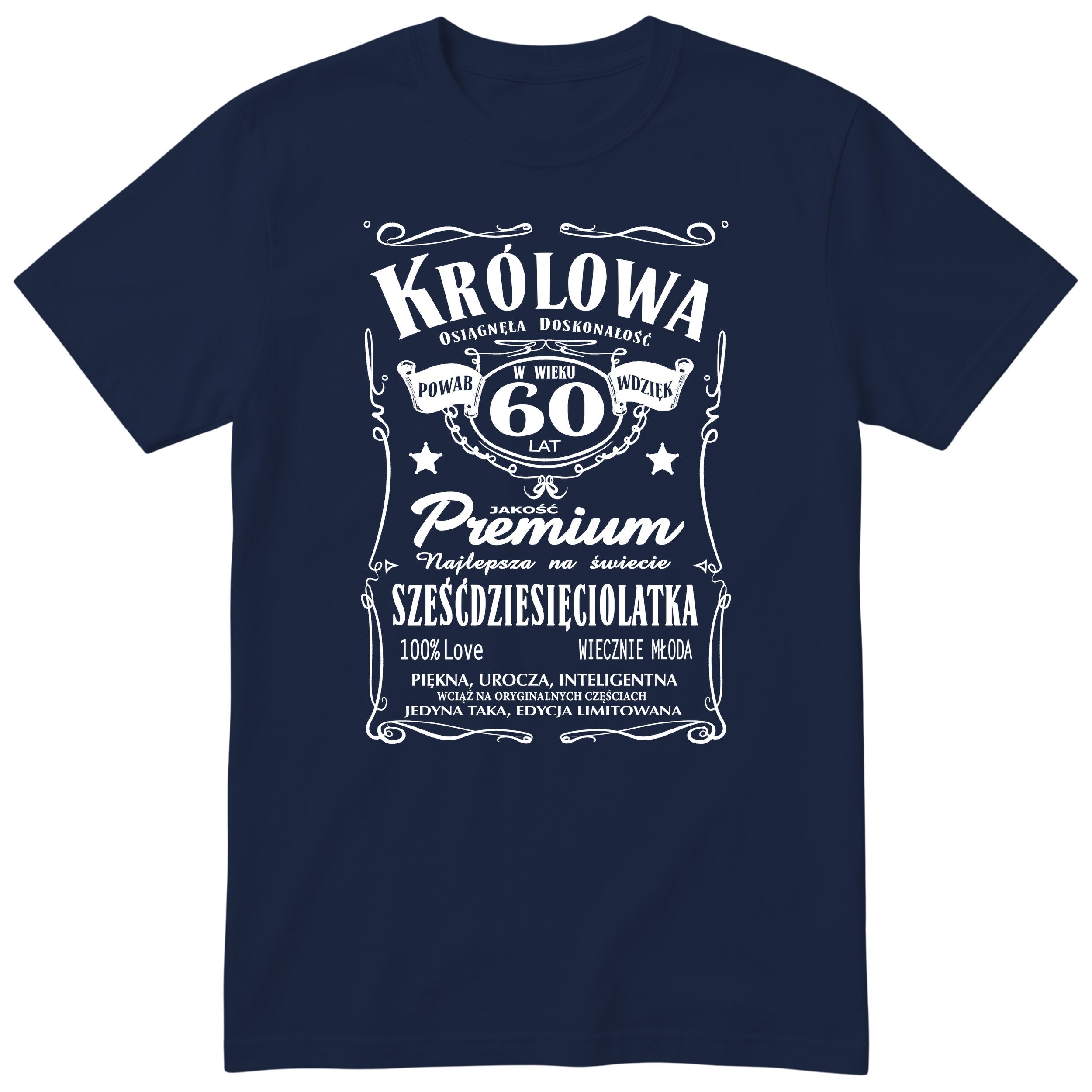 Koszulka Królowa 60 Lat granatowa - Polish 60th Birthday T-Shirt Women