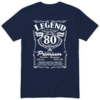Legend Real Queen 80th birthday t-shirt for women in navy - Gildan 64000 vintage label