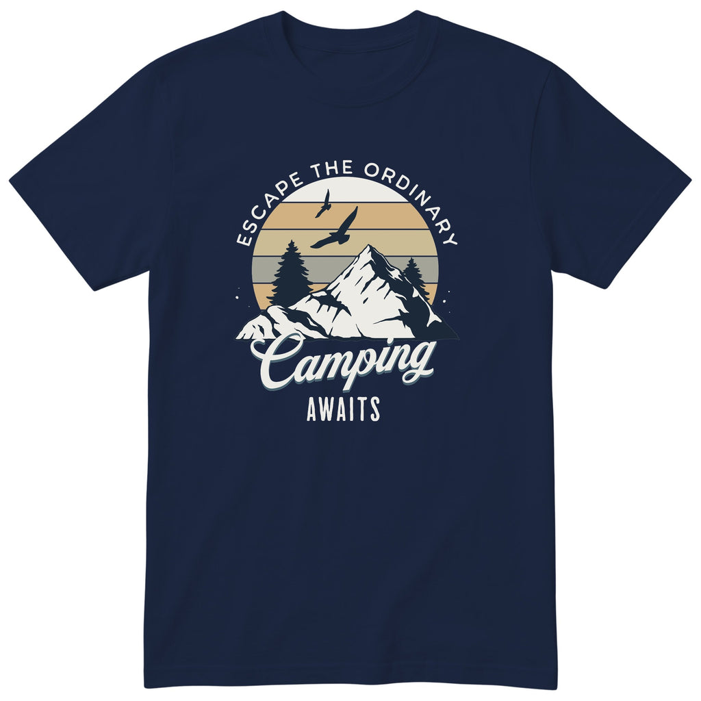 Navy Camping Awaits t-shirt - camping gift, unisex, English print