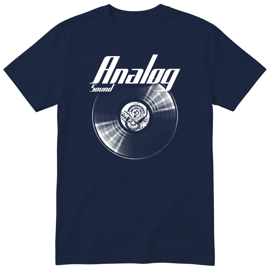 Navy Analog Sound Vinyl Records t-shirt - vinyl record print, gift for audiophiles and vinyl lovers, GitGraf