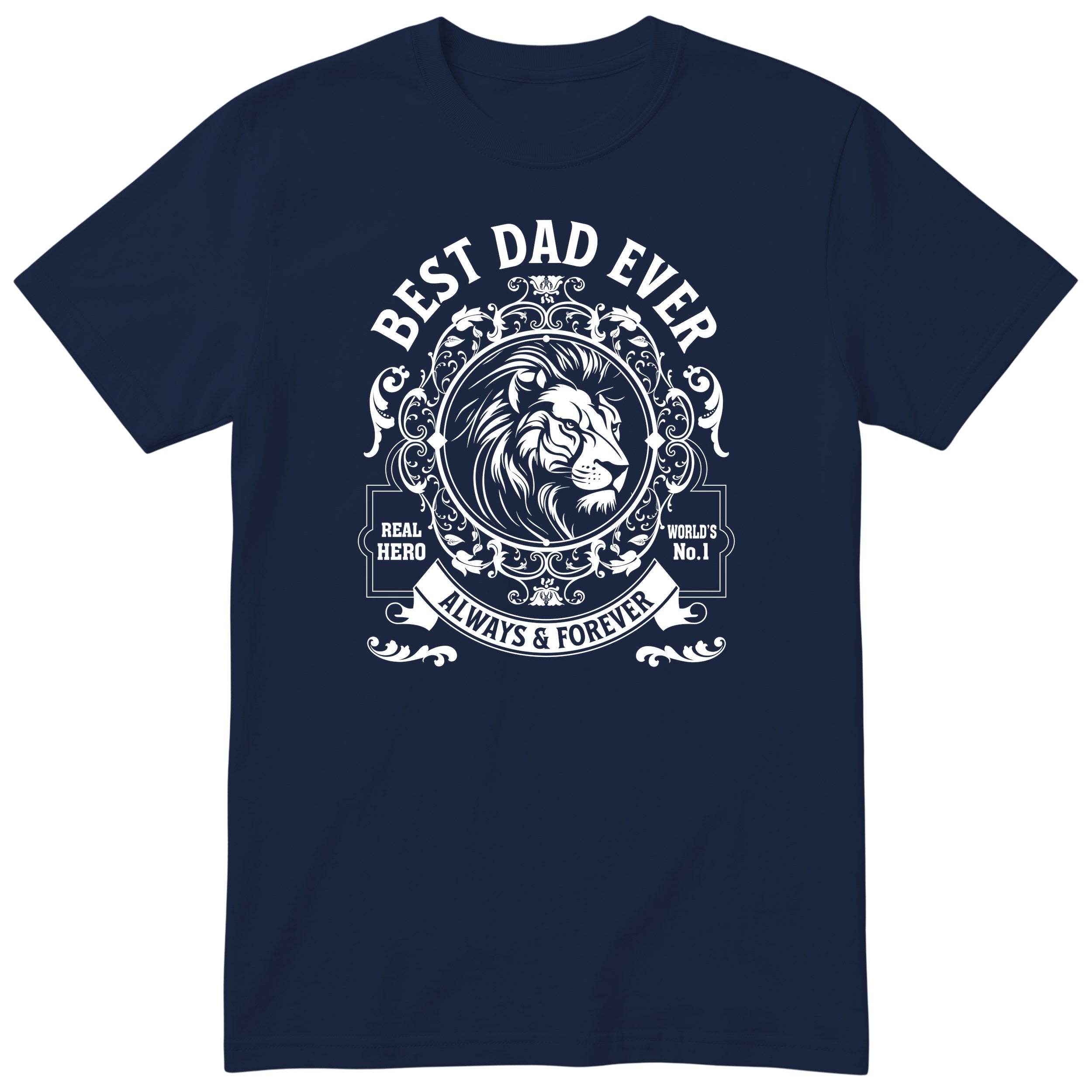 Best Dad Ever Lion T-Shirt - Navy