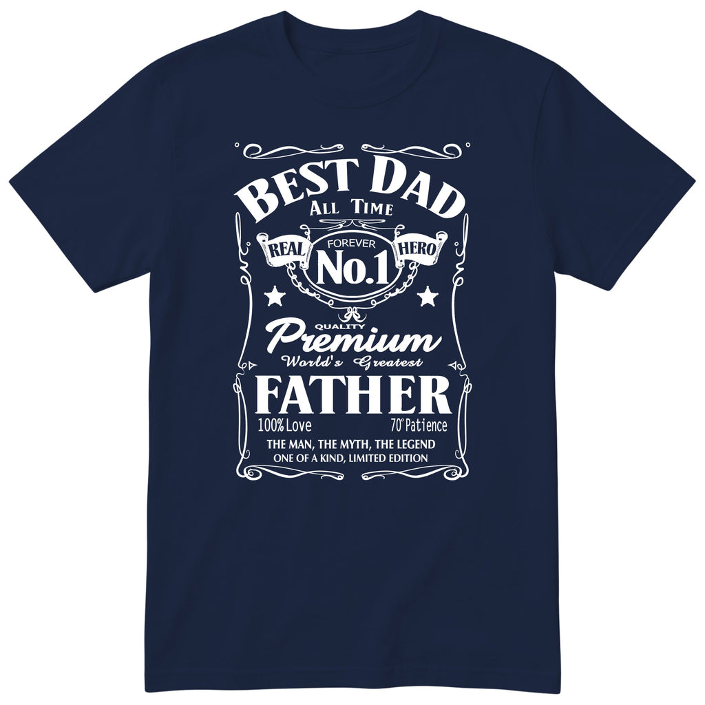Best Dad Real Hero Whisky T-Shirt - Navy