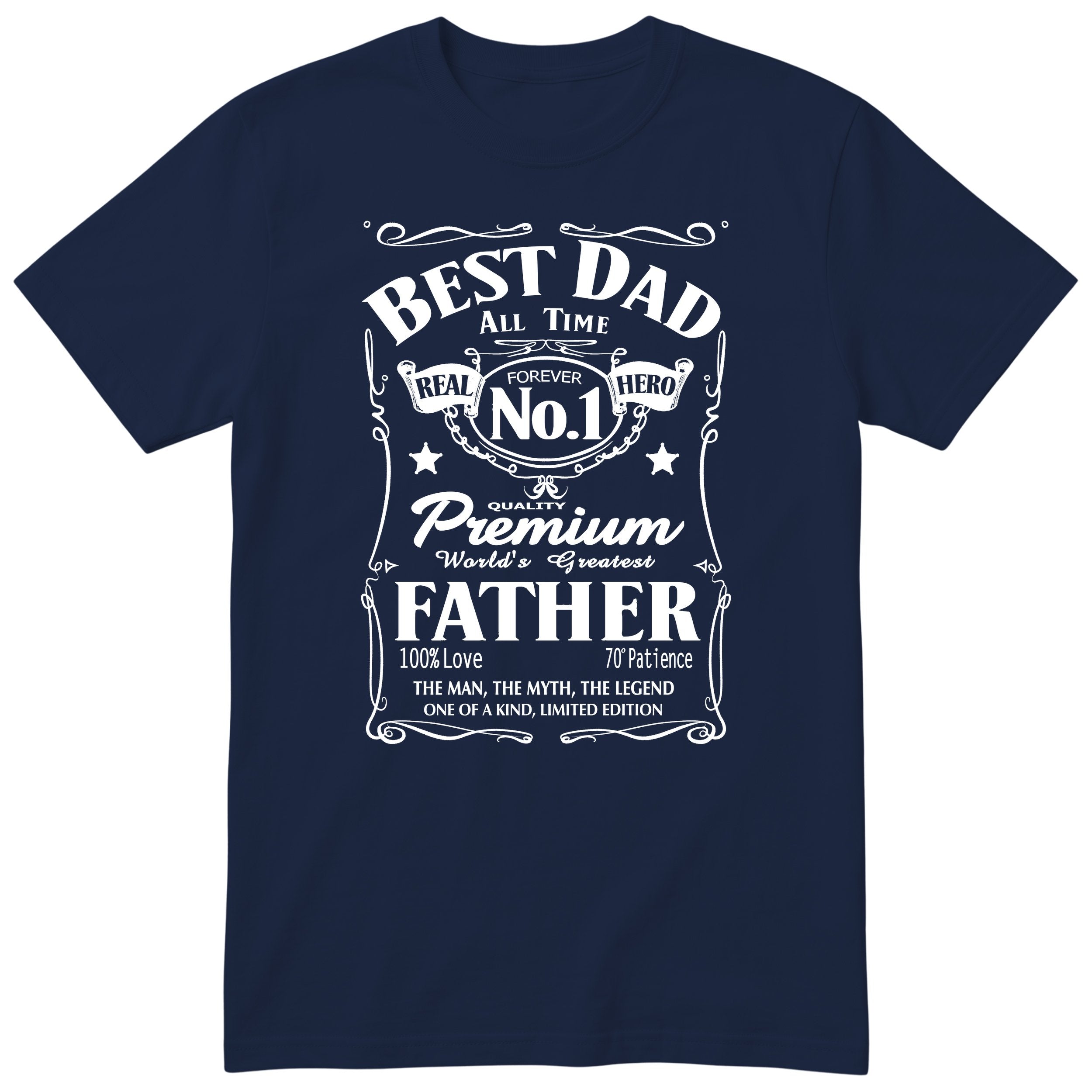 Best Dad Real Hero Whisky T-Shirt - Navy