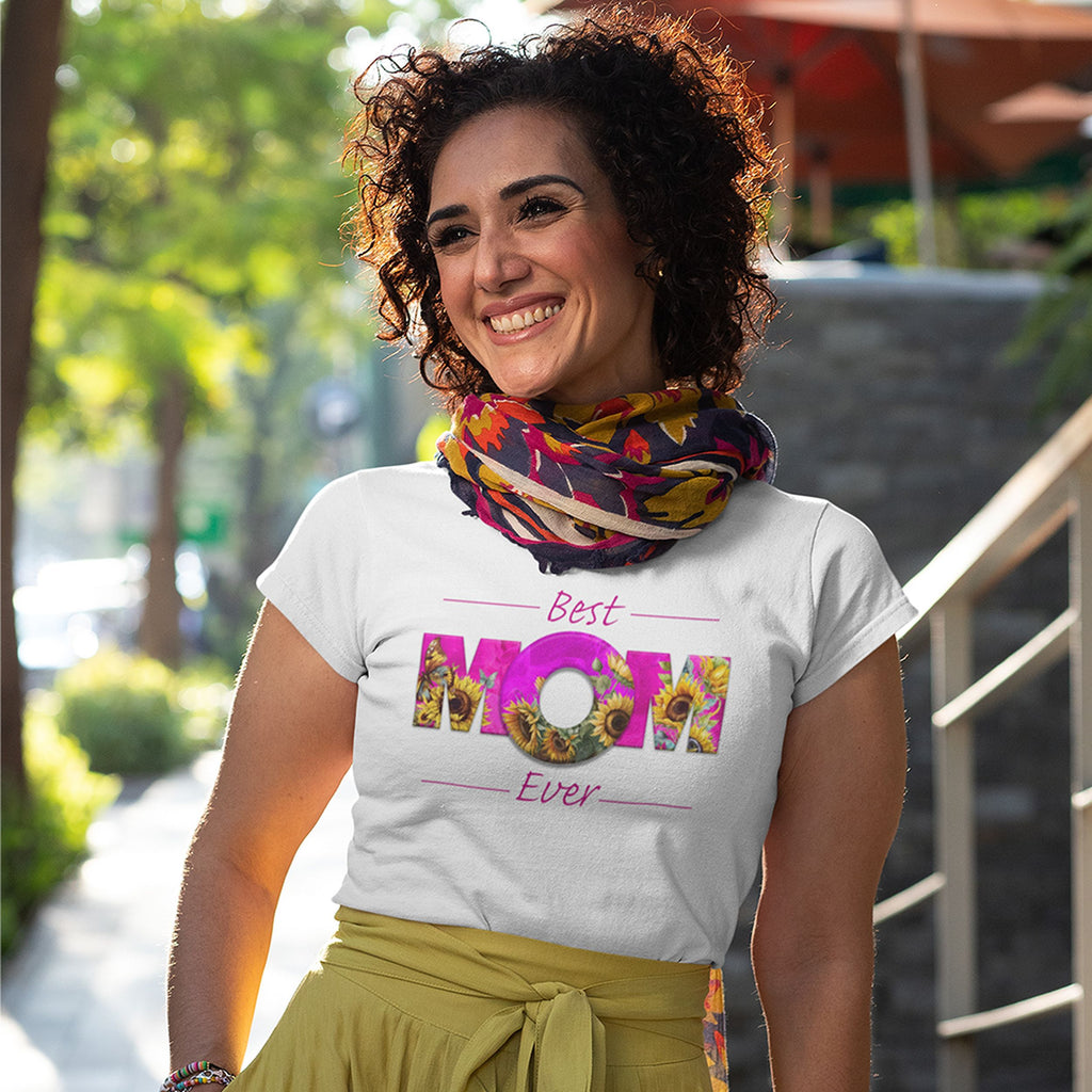 Best Mom Ever Sunflower Pink - Mother's Day T-Shirt for Her - lifestyle photo 3 of 4