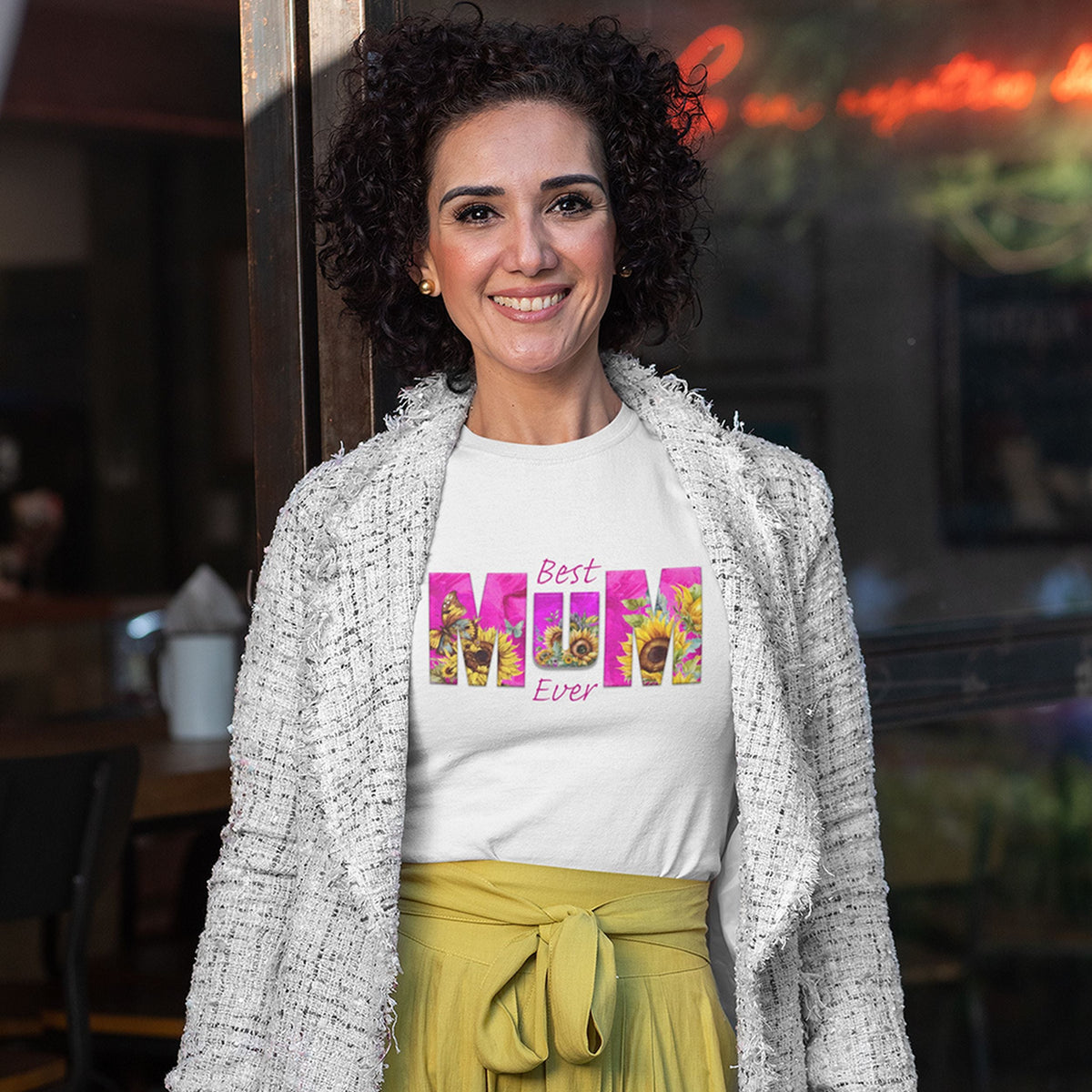 Best Mum Ever Sunflower Pink - Mother's Day T-Shirt for Her - lifestyle photo 3 of 4