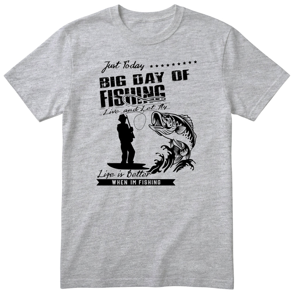 Big Day of Fishing angler tee heather grey