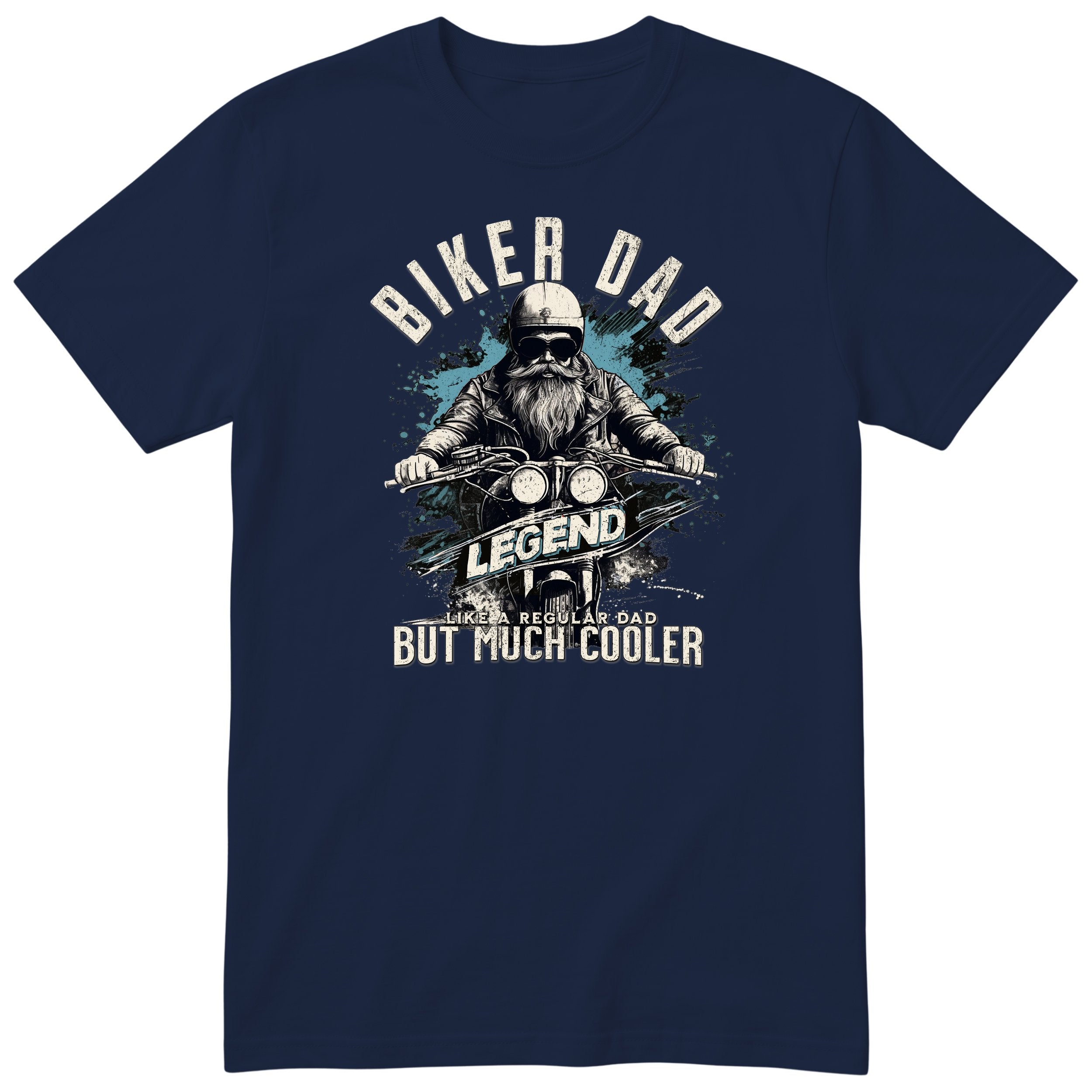 Biker Dad Legend Blue Motorcycle T-Shirt - Navy