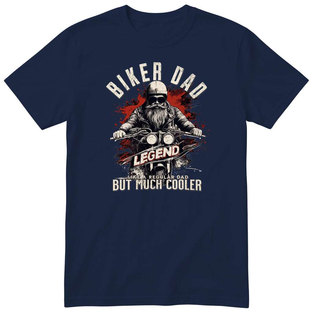 Biker Dad Legend Red Motorcycle T-Shirt - Navy
