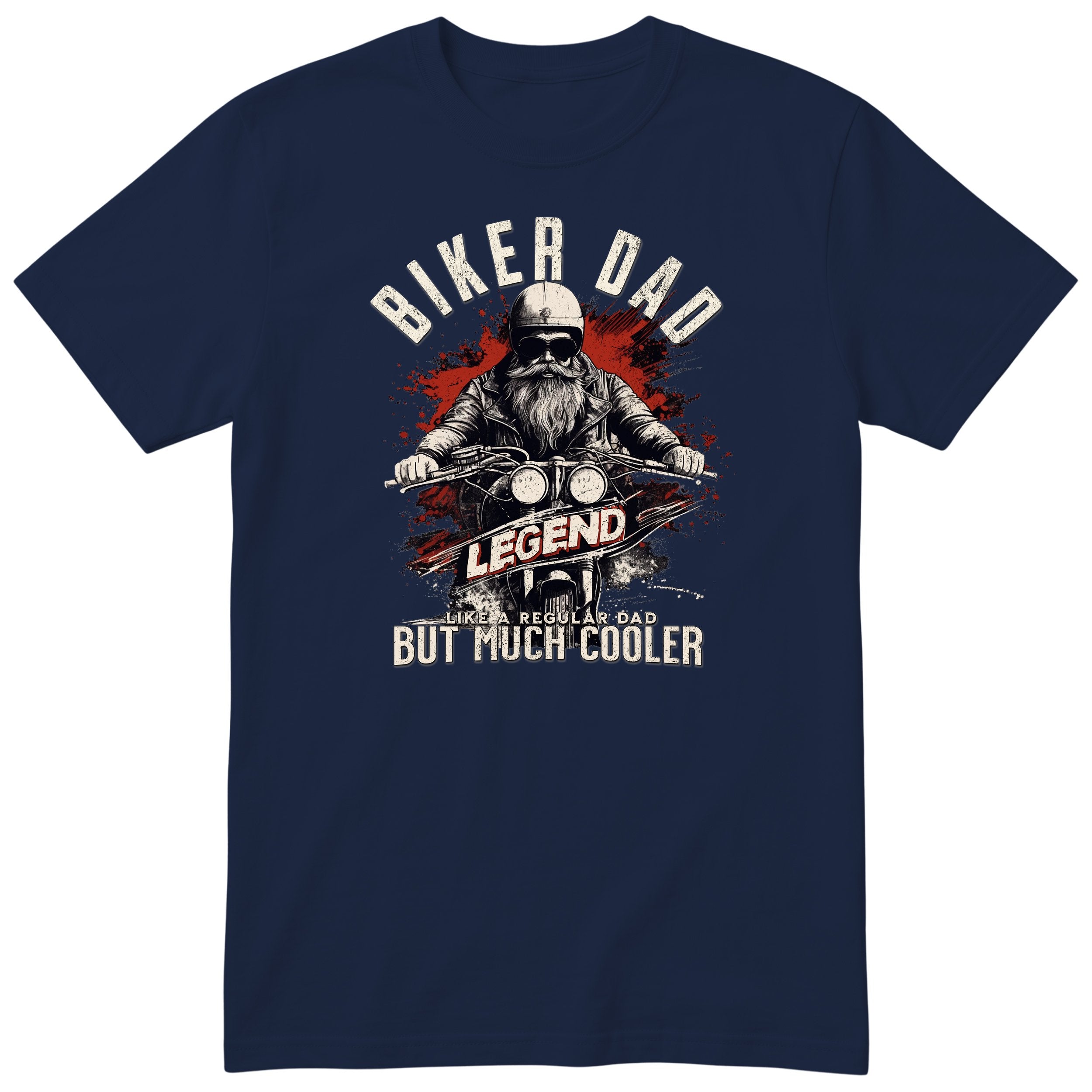 Biker Dad Legend Red Motorcycle T-Shirt - Navy