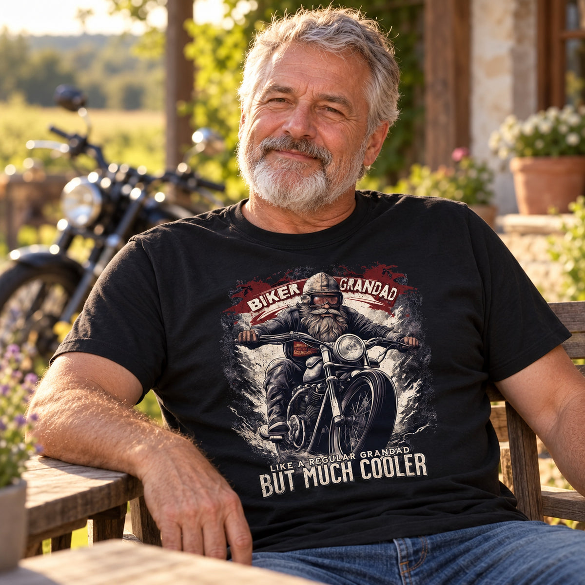 Biker Grandad - Czarna Koszulka dla Dziadka Motocyklisty
