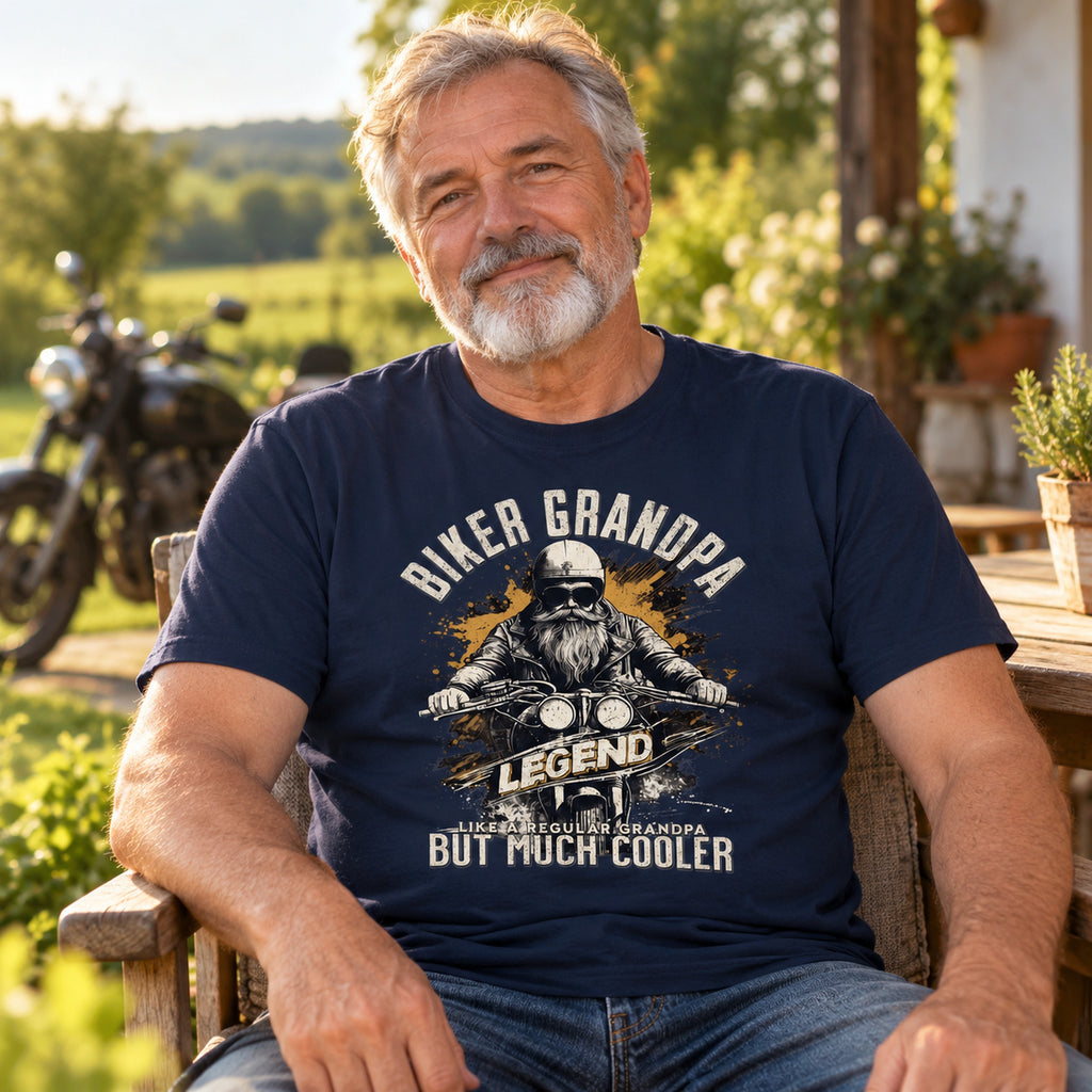 Biker Grandpa Legend - Śmieszna Koszulka dla Dziadka Motocyklisty