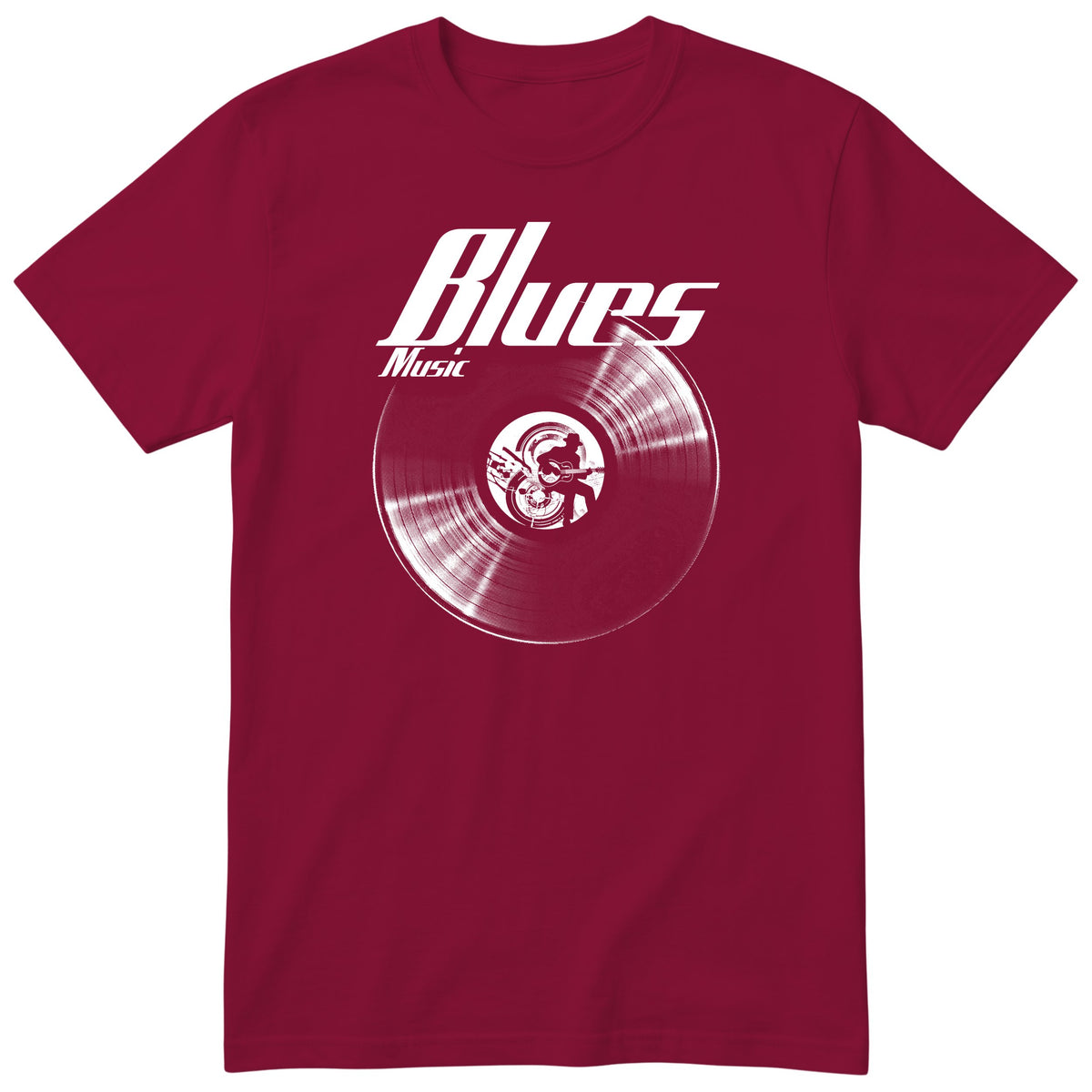 Burgundy Blues Music Vinyl Records t-shirt - vinyl record print, gift for blues fans, GitGraf