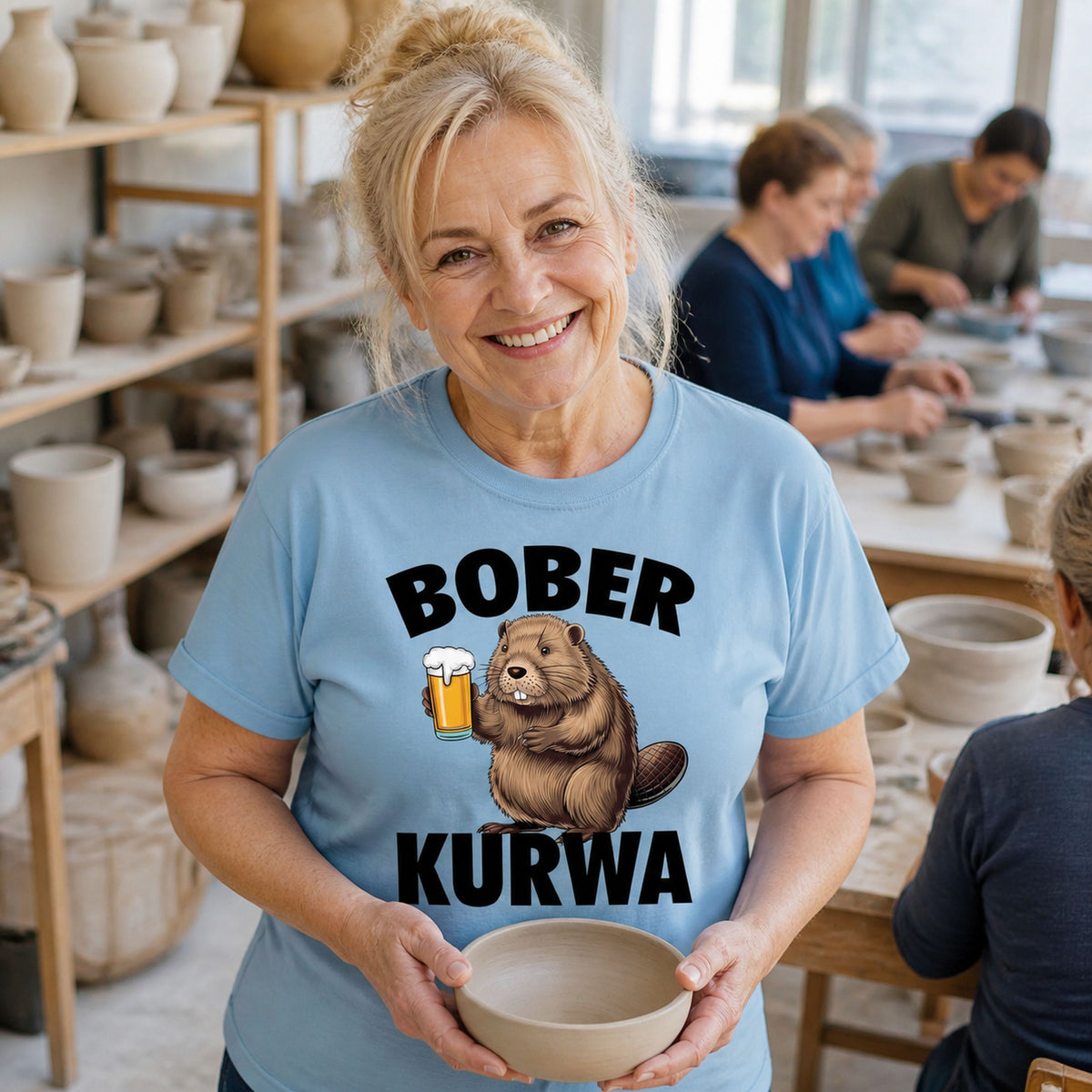 Koszulka Bober Kurwa - Bóbr z Piwem, Śmieszny Mem